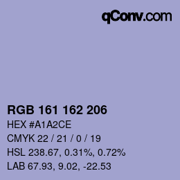 Color code: RGB 161 162 206 | qconv.com
