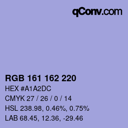 Color code: RGB 161 162 220 | qconv.com