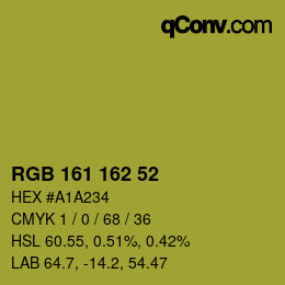 Color code: RGB 161 162 52 | qconv.com
