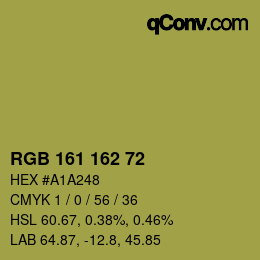 Farbcode: RGB 161 162 72 | qconv.com