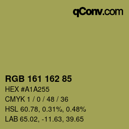 カラーコード: RGB 161 162 85 | qconv.com
