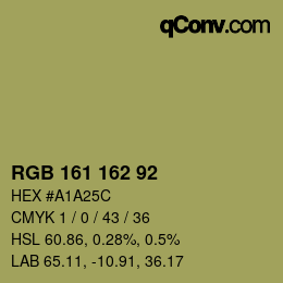 カラーコード: RGB 161 162 92 | qconv.com