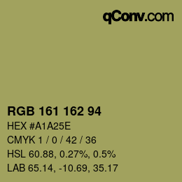 Color code: RGB 161 162 94 | qconv.com