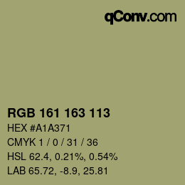 Color code: RGB 161 163 113 | qconv.com