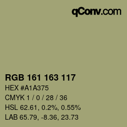 カラーコード: RGB 161 163 117 | qconv.com