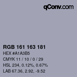 颜色代码: RGB 161 163 181 | qconv.com