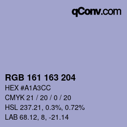 Color code: RGB 161 163 204 | qconv.com