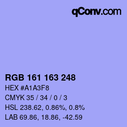 カラーコード: RGB 161 163 248 | qconv.com