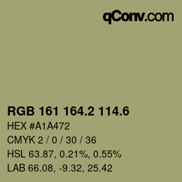 カラーコード: RGB 161 164.2 114.6 | qconv.com