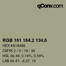 カラーコード: RGB 161 164.2 134.6 | qconv.com