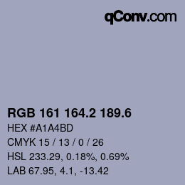 カラーコード: RGB 161 164.2 189.6 | qconv.com