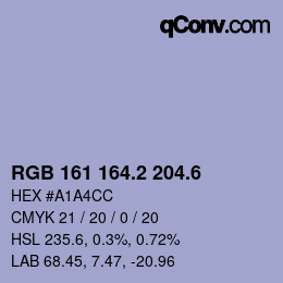 カラーコード: RGB 161 164.2 204.6 | qconv.com