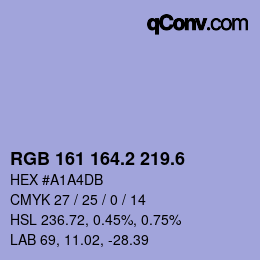 カラーコード: RGB 161 164.2 219.6 | qconv.com