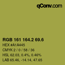 カラーコード: RGB 161 164.2 69.6 | qconv.com