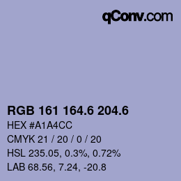 カラーコード: RGB 161 164.6 204.6 | qconv.com