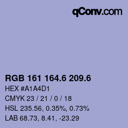 カラーコード: RGB 161 164.6 209.6 | qconv.com