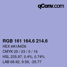 カラーコード: RGB 161 164.6 214.6 | qconv.com