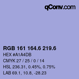カラーコード: RGB 161 164.6 219.6 | qconv.com
