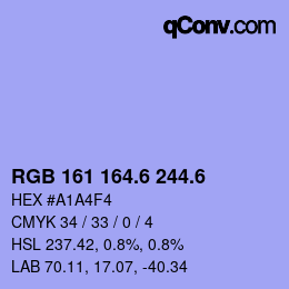 カラーコード: RGB 161 164.6 244.6 | qconv.com