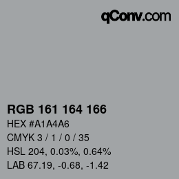 颜色代码: RGB 161 164 166 | qconv.com