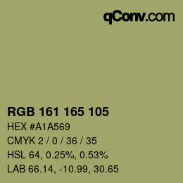 颜色代码: RGB 161 165 105 | qconv.com