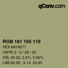 颜色代码: RGB 161 165 119 | qconv.com