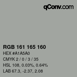 カラーコード: RGB 161 165 160 | qconv.com