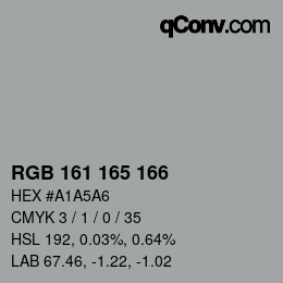 カラーコード: RGB 161 165 166 | qconv.com