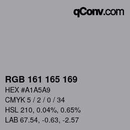 Color code: RGB 161 165 169 | qconv.com