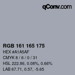 カラーコード: RGB 161 165 175 | qconv.com