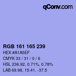 カラーコード: RGB 161 165 239 | qconv.com