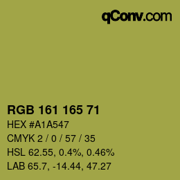 カラーコード: RGB 161 165 71 | qconv.com