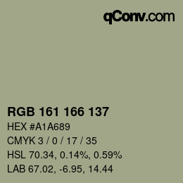 颜色代码: RGB 161 166 137 | qconv.com