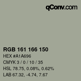 Código de color: RGB 161 166 150 | qconv.com