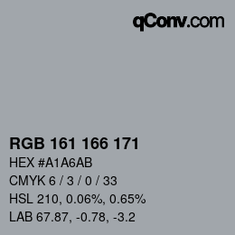 Farbcode: RGB 161 166 171 | qconv.com