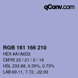 カラーコード: RGB 161 166 210 | qconv.com