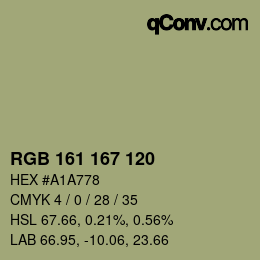 カラーコード: RGB 161 167 120 | qconv.com