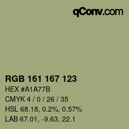 Código de color: RGB 161 167 123 | qconv.com