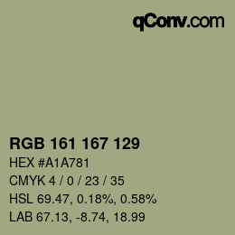 颜色代码: RGB 161 167 129 | qconv.com