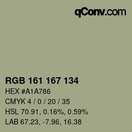 カラーコード: RGB 161 167 134 | qconv.com