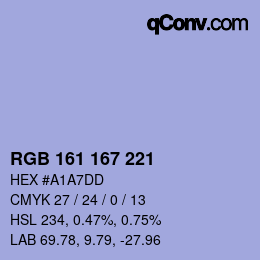 Color code: RGB 161 167 221 | qconv.com