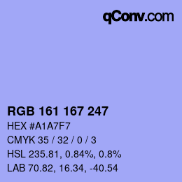 颜色代码: RGB 161 167 247 | qconv.com