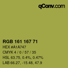 カラーコード: RGB 161 167 71 | qconv.com