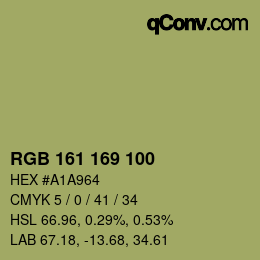 カラーコード: RGB 161 169 100 | qconv.com