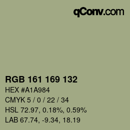 Código de color: RGB 161 169 132 | qconv.com