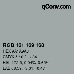 Code couleur: RGB 161 169 168 | qconv.com
