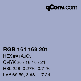 Code couleur: RGB 161 169 201 | qconv.com