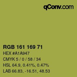 Farbcode: RGB 161 169 71 | qconv.com