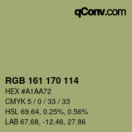 Color code: RGB 161 170 114 | qconv.com
