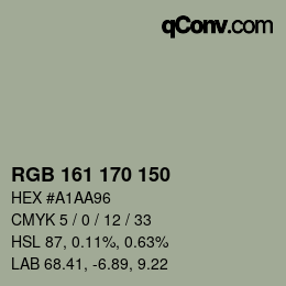 カラーコード: RGB 161 170 150 | qconv.com